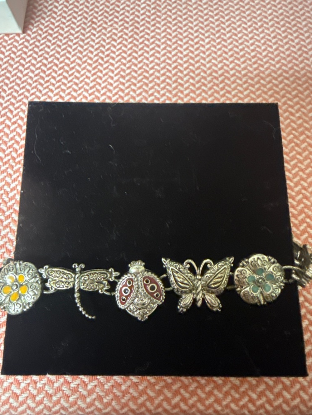 Multi Bug Silver Toned Bracelet with Magnetic Clasp